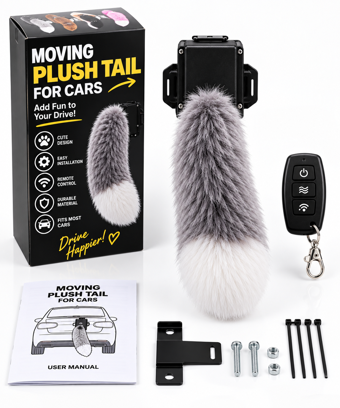Remote-controlled Electric Plush Tail For Cars